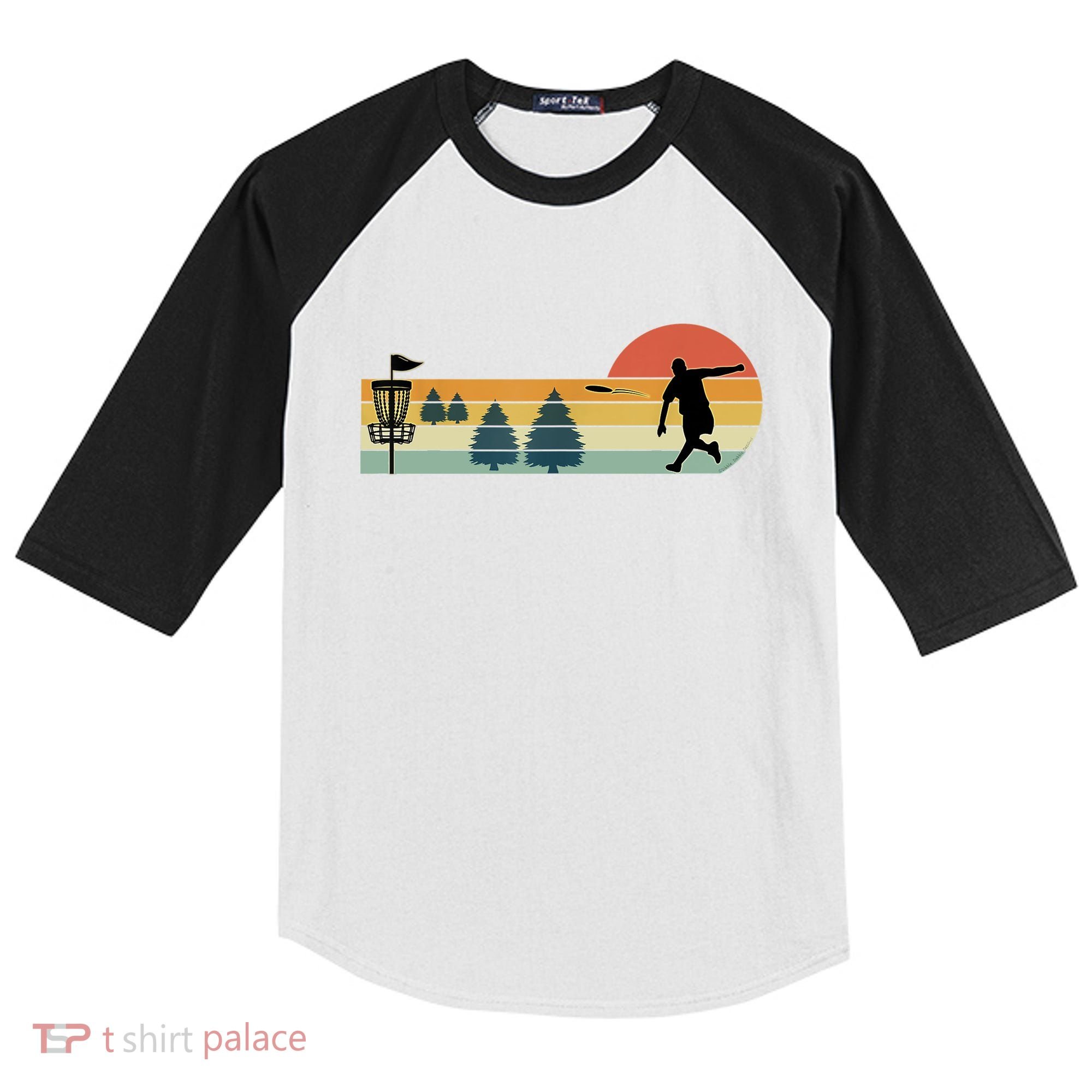 Cool Retro Disc Golf Sport TShirt Kids Colorblock Raglan Jersey