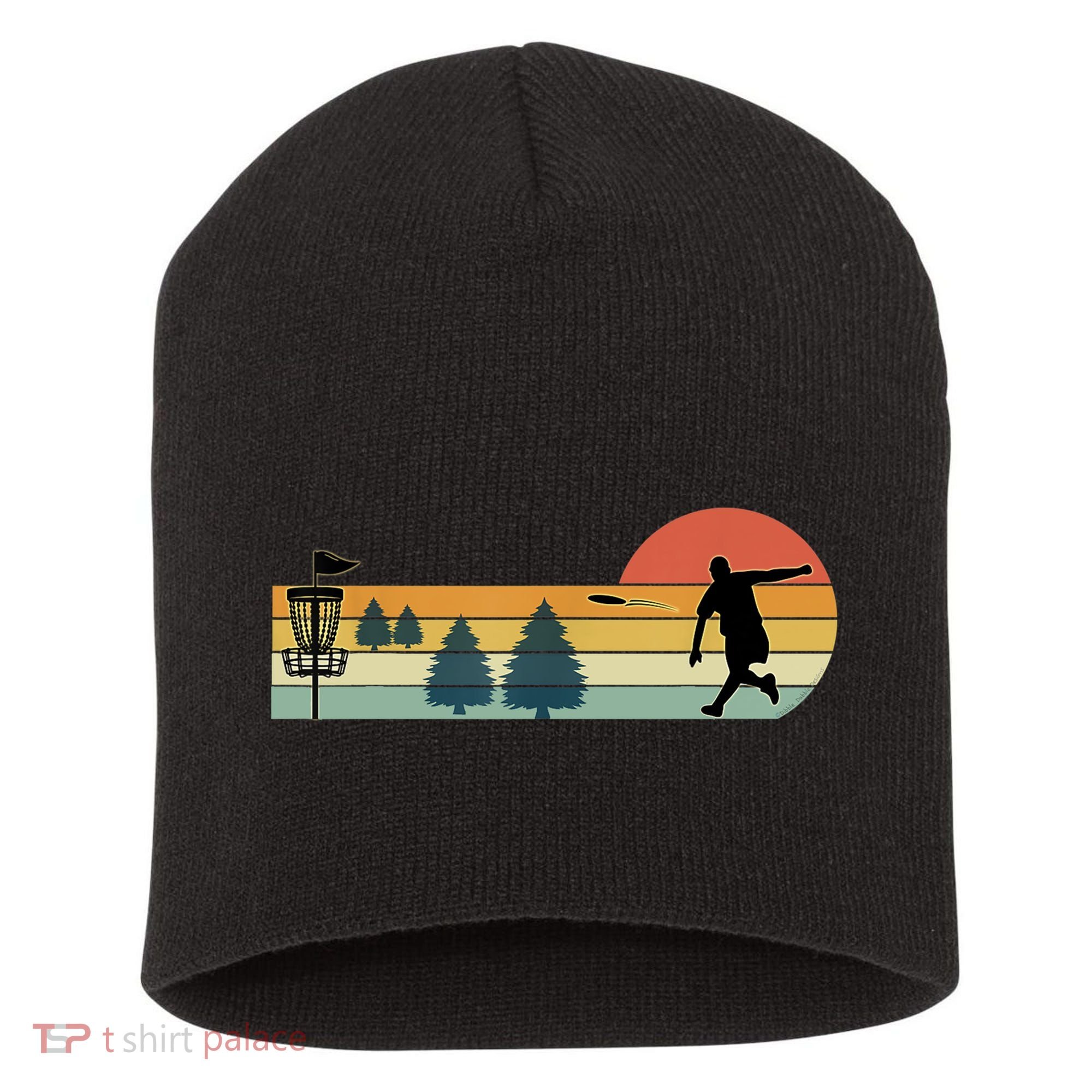 Cool Retro Disc Golf Sport TShirt Short Acrylic Beanie