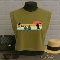 Cool Retro Disc Golf Sport TShirt Garment-Dyed Women's Muscle Tee thumb 3