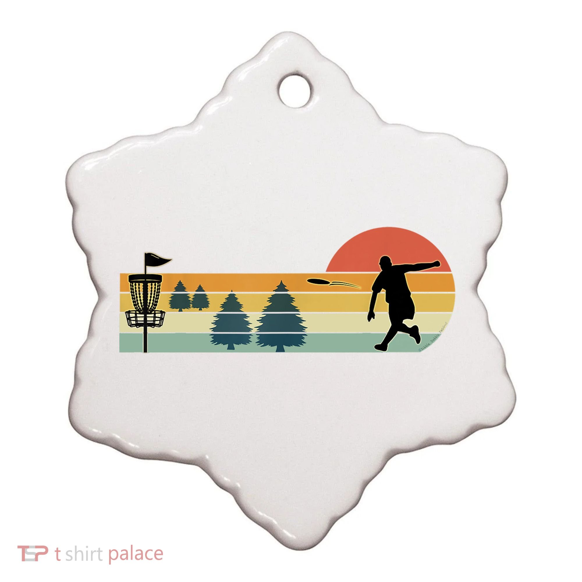 Cool Retro Disc Golf Sport TShirt Ceramic Ornament