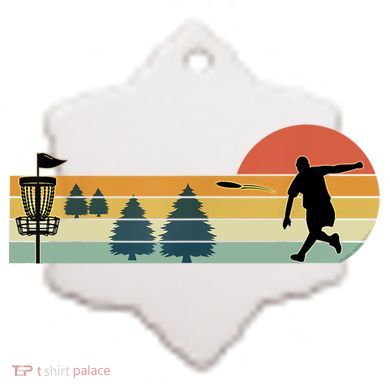 Cool Retro Disc Golf Sport TShirt Ceramic Ornament