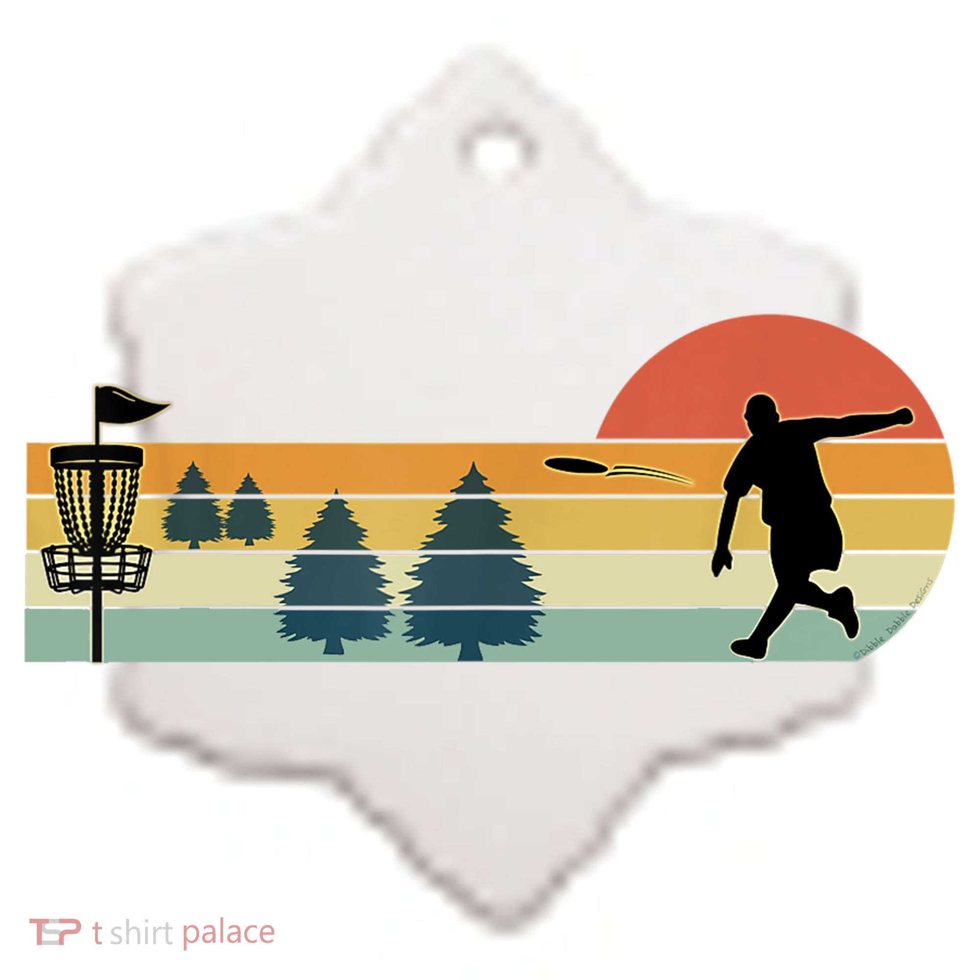 Cool Retro Disc Golf Sport TShirt Ceramic Ornament