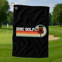 Cool Retro Disc Golf Sport Gift Idea Golf Towel thumb 1