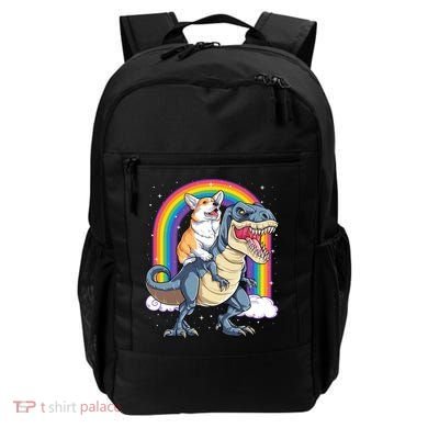 Corgi Riding Dinosaur T Rex Space Galaxy Rainbow Gift Backpack