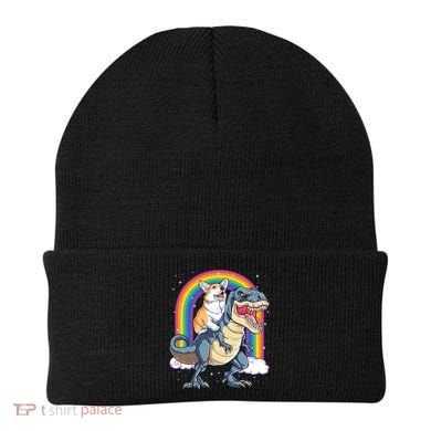 Corgi Riding Dinosaur T Rex Space Galaxy Rainbow Gift Beanie