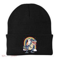 Corgi Riding Dinosaur T Rex Space Galaxy Rainbow Gift Beanie thumb 0