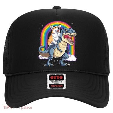 Corgi Riding Dinosaur T Rex Space Galaxy Rainbow Gift Hat