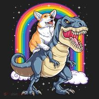 Corgi Riding Dinosaur T Rex Space Galaxy Rainbow Gift Hat thumb 2