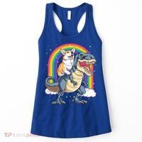 Corgi Riding Dinosaur T Rex Space Galaxy Rainbow Gift Women's Tank Top thumb 0