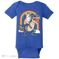 Corgi Riding Dinosaur T Rex Space Galaxy Rainbow Gift Baby Bodysuit thumb 0