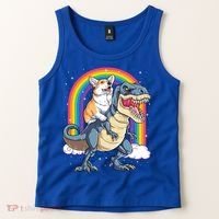 Corgi Riding Dinosaur T Rex Space Galaxy Rainbow Gift Tank Top thumb 2