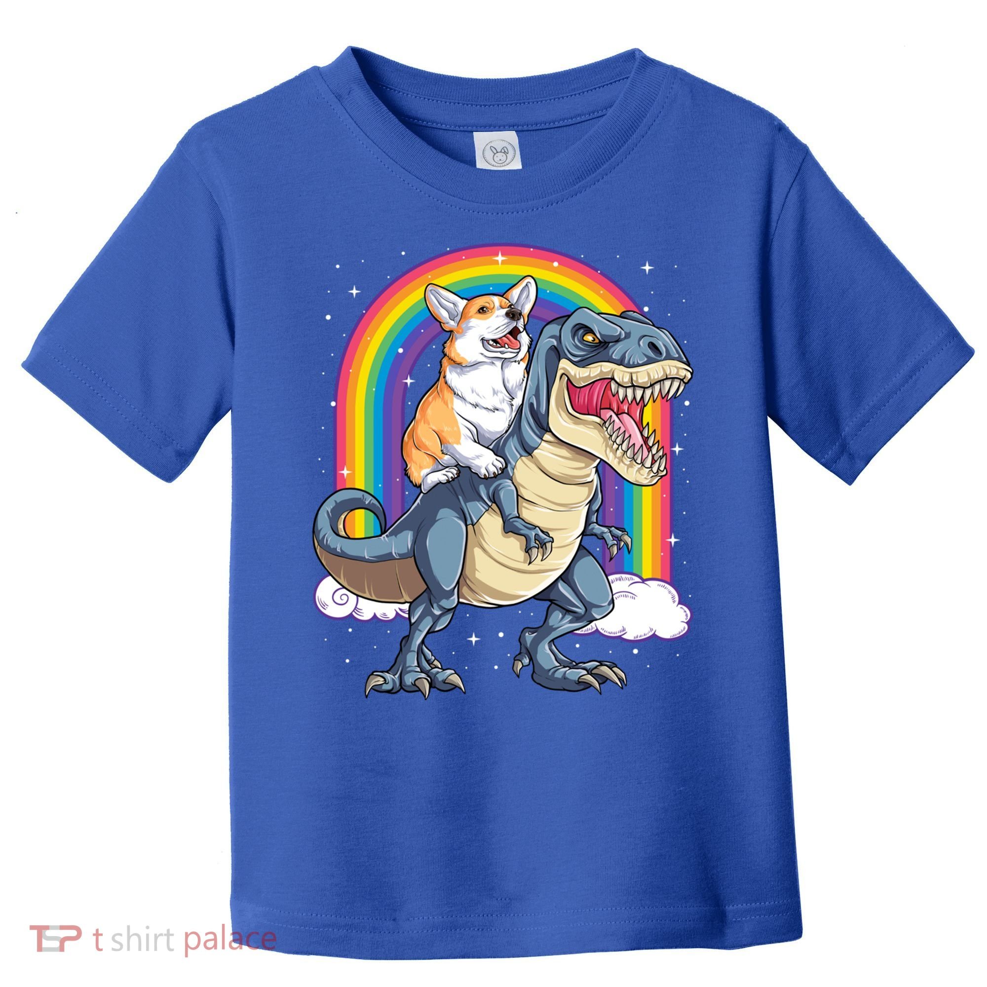Corgi Riding Dinosaur T Rex Space Galaxy Rainbow Gift Toddler T-Shirt