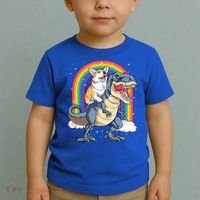 Corgi Riding Dinosaur T Rex Space Galaxy Rainbow Gift Toddler T-Shirt thumb 2