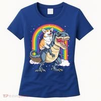 Corgi Riding Dinosaur T Rex Space Galaxy Rainbow Gift Women's T-Shirt thumb 0