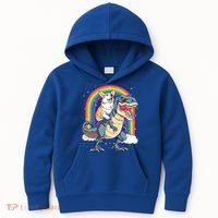 Corgi Riding Dinosaur T Rex Space Galaxy Rainbow Gift Kids Hoodie thumb 0