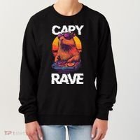Capybara Raves Dj Rave Techno Edm Party Festival Turntable Women's Sweatshirt thumb 0