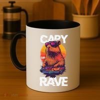 Capybara Raves Dj Rave Techno Edm Party Festival Turntable Coffee Mug thumb 4