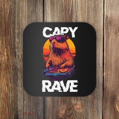 Capybara Raves Dj Rave Techno Edm Party Festival Turntable Coaster
