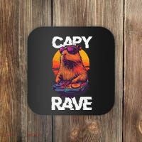 Capybara Raves Dj Rave Techno Edm Party Festival Turntable Coaster thumb 0