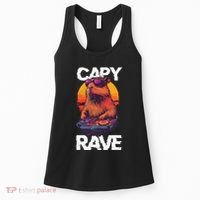 Capybara Raves Dj Rave Techno Edm Party Festival Turntable Women's Tank Top thumb 0