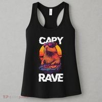 Capybara Raves Dj Rave Techno Edm Party Festival Turntable Women's Tank Top thumb 3