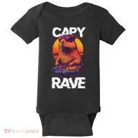 Capybara Raves Dj Rave Techno Edm Party Festival Turntable Baby Bodysuit thumb 0