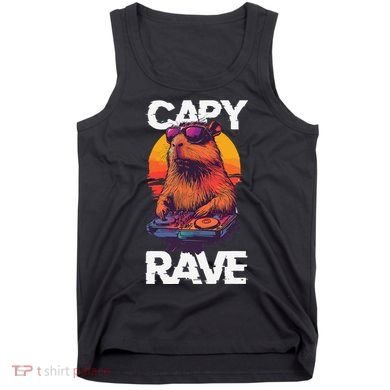Capybara Raves Dj Rave Techno Edm Party Festival Turntable Tank Top