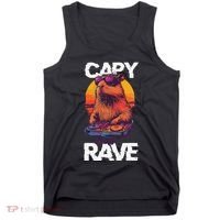 Capybara Raves Dj Rave Techno Edm Party Festival Turntable Tank Top thumb 0