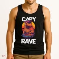 Capybara Raves Dj Rave Techno Edm Party Festival Turntable Tank Top thumb 3