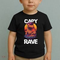 Capybara Raves Dj Rave Techno Edm Party Festival Turntable Toddler T-Shirt thumb 2