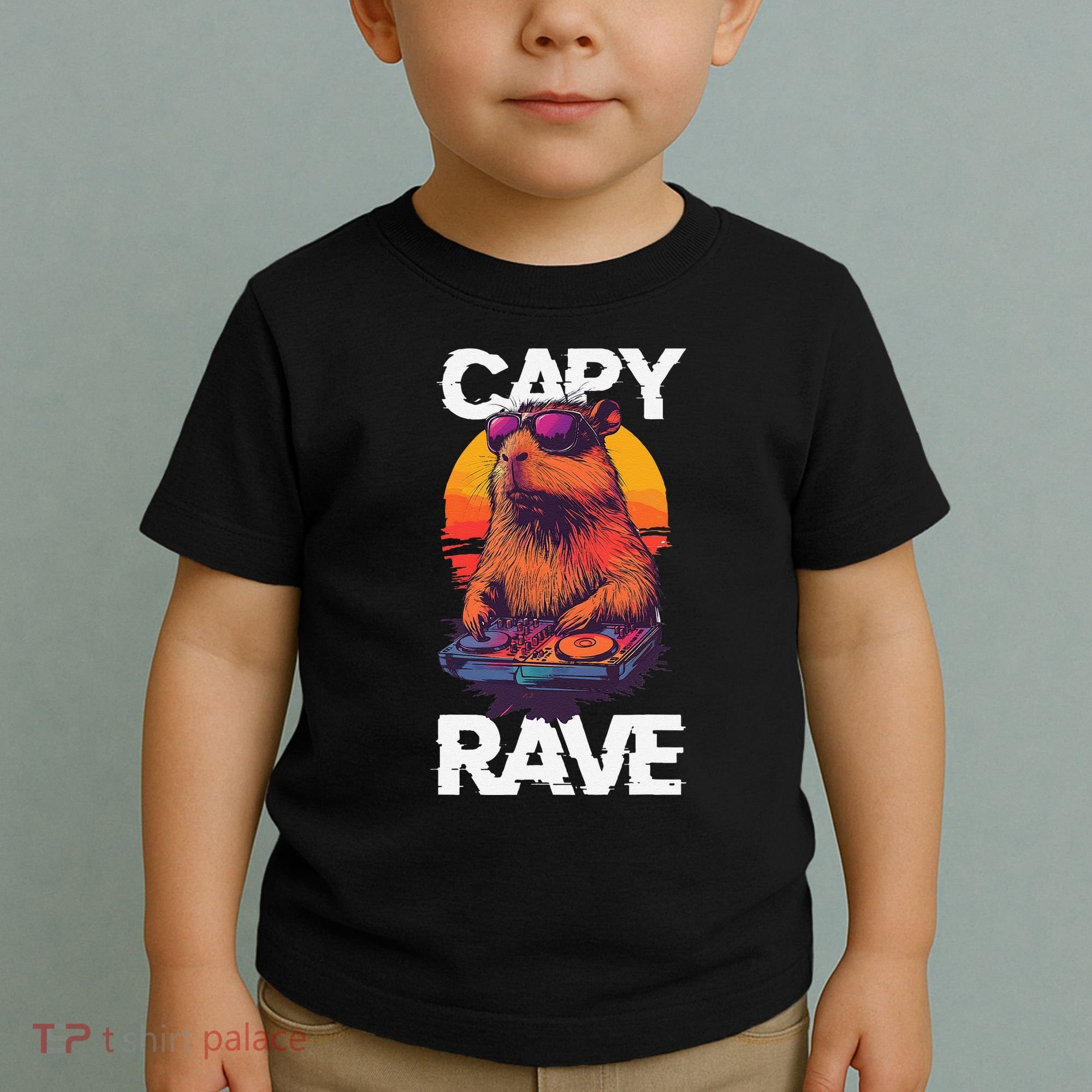 Capybara Raves Dj Rave Techno Edm Party Festival Turntable Toddler T-Shirt