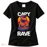 Capybara Raves Dj Rave Techno Edm Party Festival Turntable Women's T-Shirt thumb 0