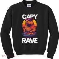 Capybara Raves Dj Rave Techno Edm Party Festival Turntable Kids Sweatshirt thumb 0