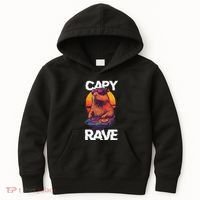 Capybara Raves Dj Rave Techno Edm Party Festival Turntable Kids Hoodie thumb 0