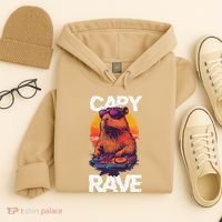 Capybara Raves Dj Rave Techno Edm Party Festival Turntable Hoodie thumb 4
