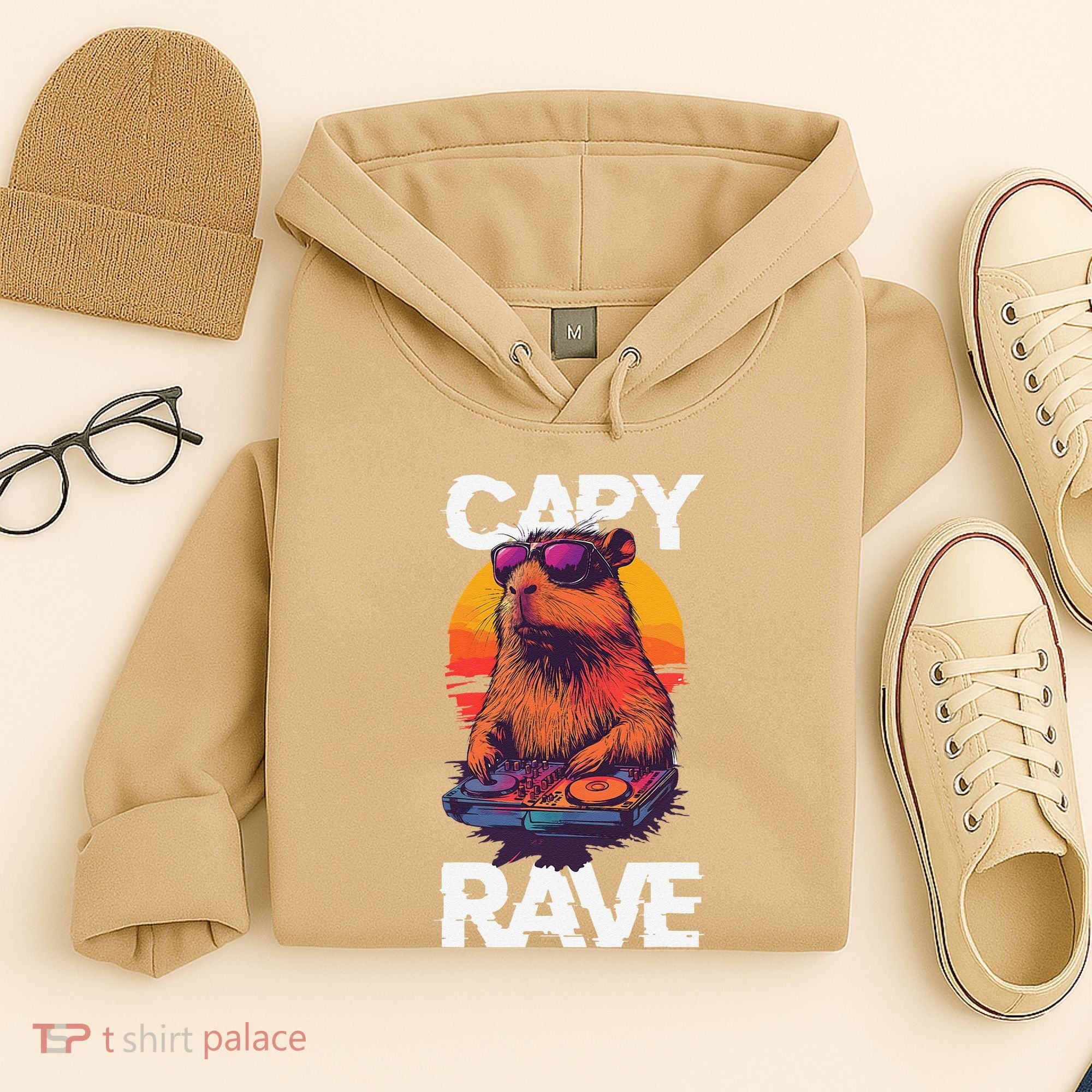 Capybara Raves Dj Rave Techno Edm Party Festival Turntable Hoodie