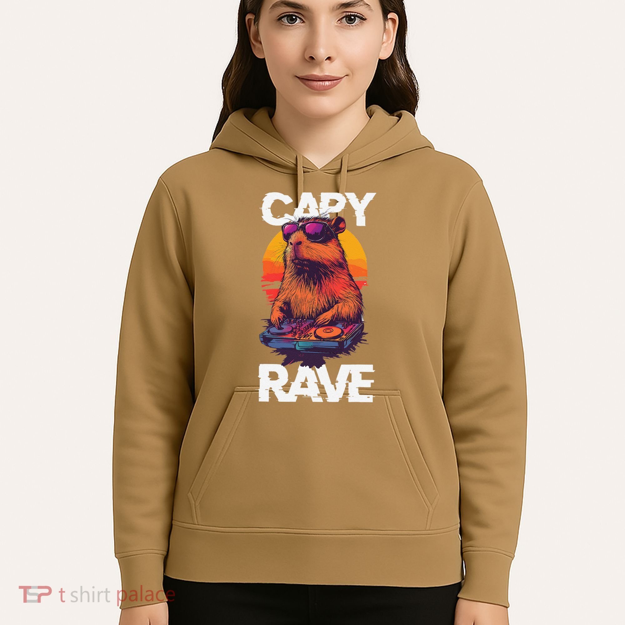 Capybara Raves Dj Rave Techno Edm Party Festival Turntable Hoodie