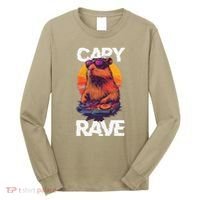 Capybara Raves Dj Rave Techno Edm Party Festival Turntable Long Sleeve Shirt thumb 0