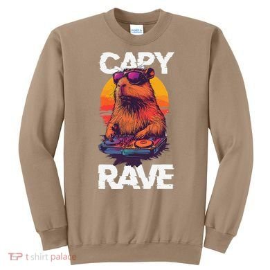 Capybara Raves Dj Rave Techno Edm Party Festival Turntable Sweatshirt