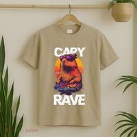 Capybara Raves Dj Rave Techno Edm Party Festival Turntable T-Shirt thumb 2