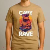 Capybara Raves Dj Rave Techno Edm Party Festival Turntable T-Shirt thumb 3