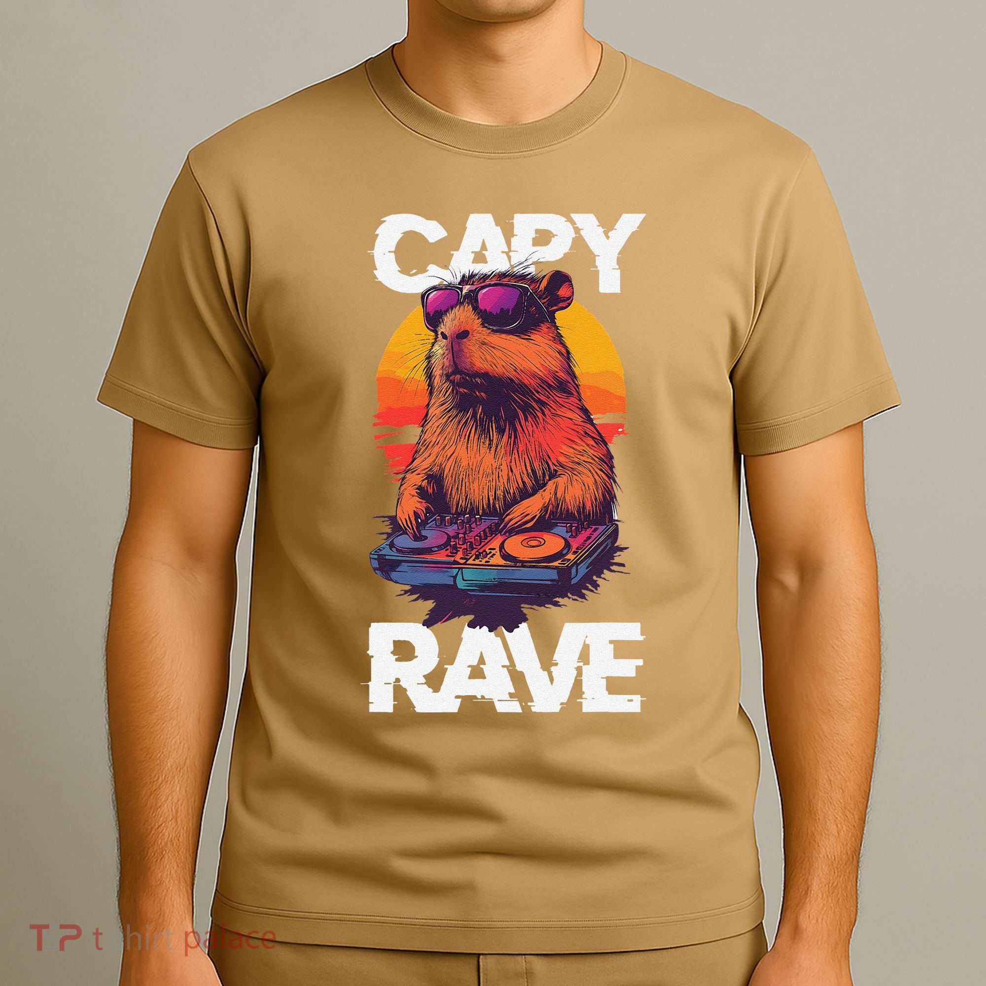 Capybara Raves Dj Rave Techno Edm Party Festival Turntable T-Shirt