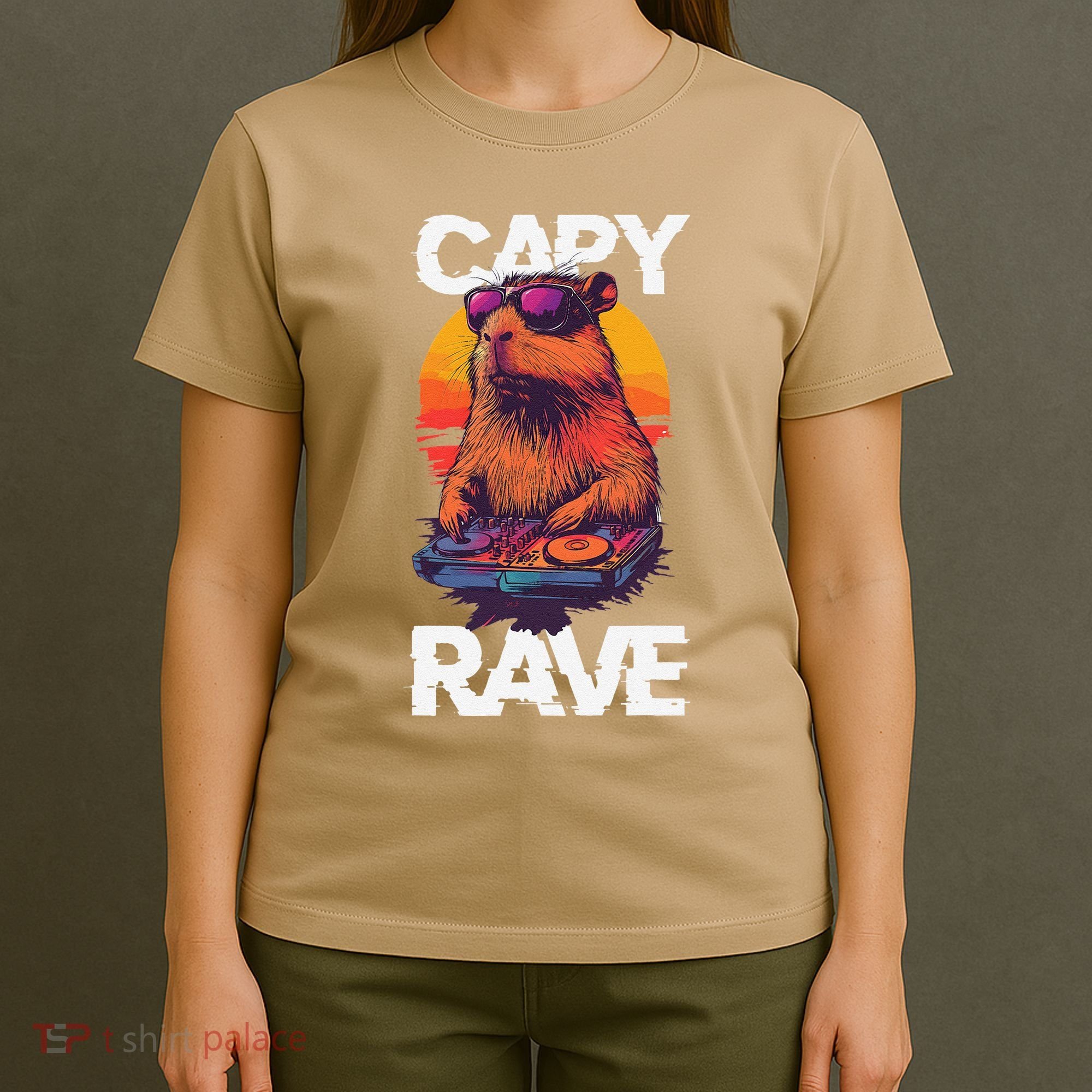 Capybara Raves Dj Rave Techno Edm Party Festival Turntable T-Shirt