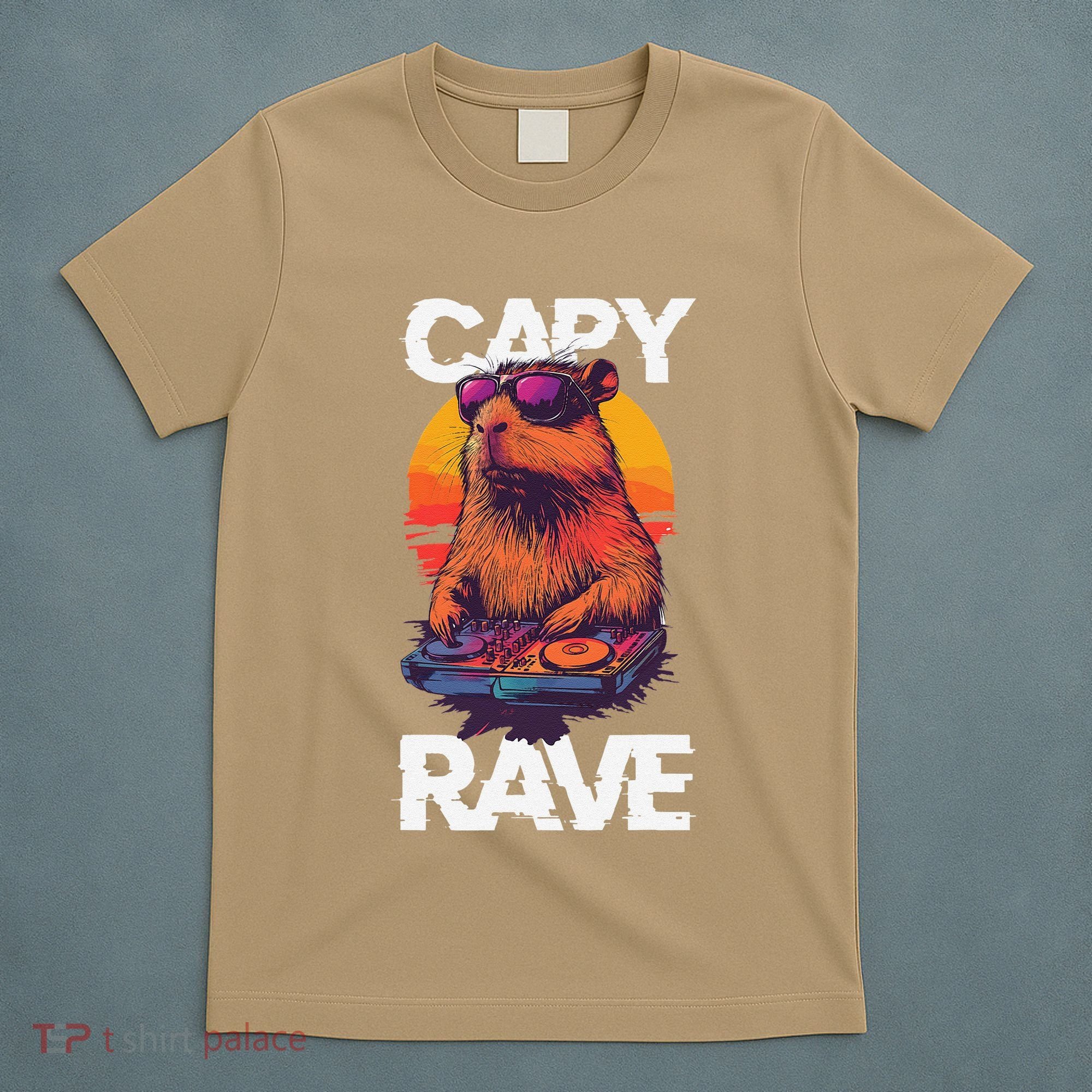 Capybara Raves Dj Rave Techno Edm Party Festival Turntable T-Shirt
