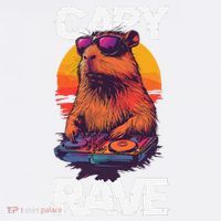 Capybara Raves Dj Rave Techno Edm Party Festival Turntable Comfort Colors Garment-Dyed Hooded Sweatshirt thumb 2