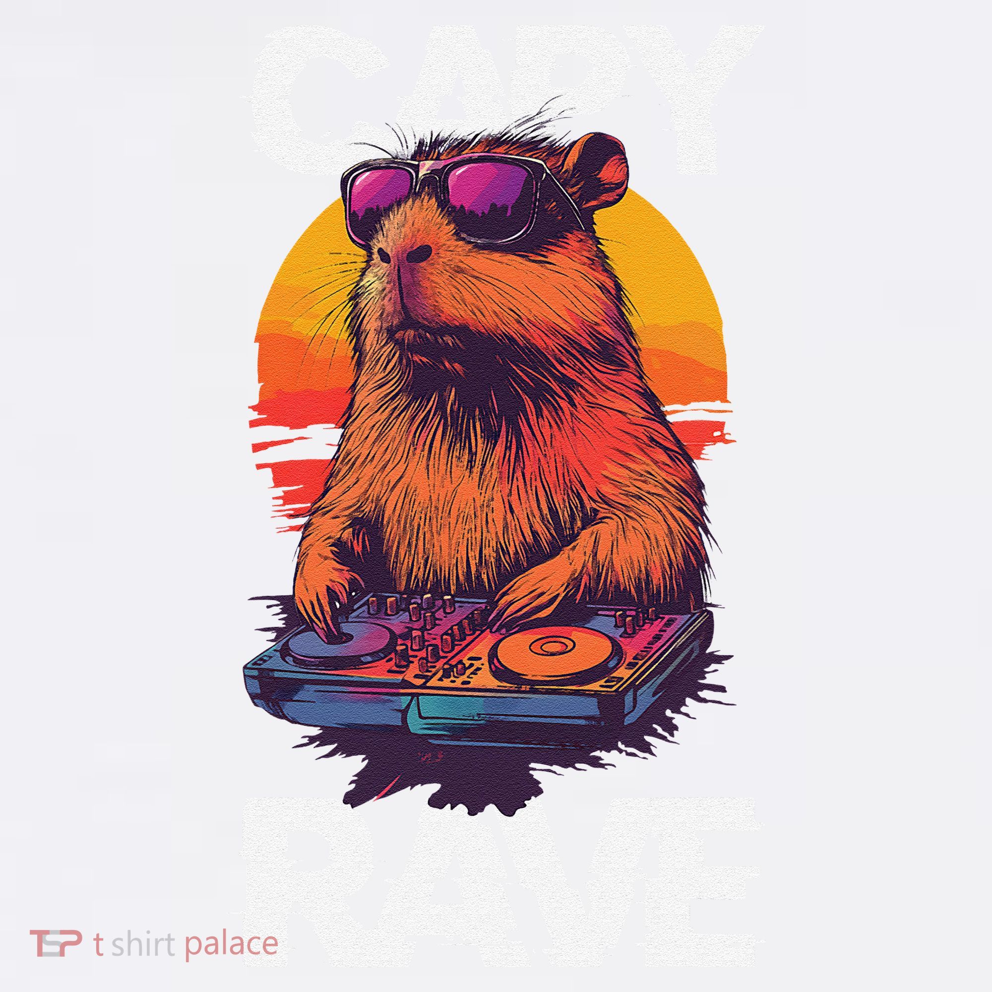 Capybara Raves Dj Rave Techno Edm Party Festival Turntable Comfort Colors Garment-Dyed Hooded Sweatshirt
