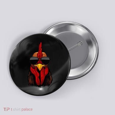 Cool Rooster Design Chicken Rooster Lover Button