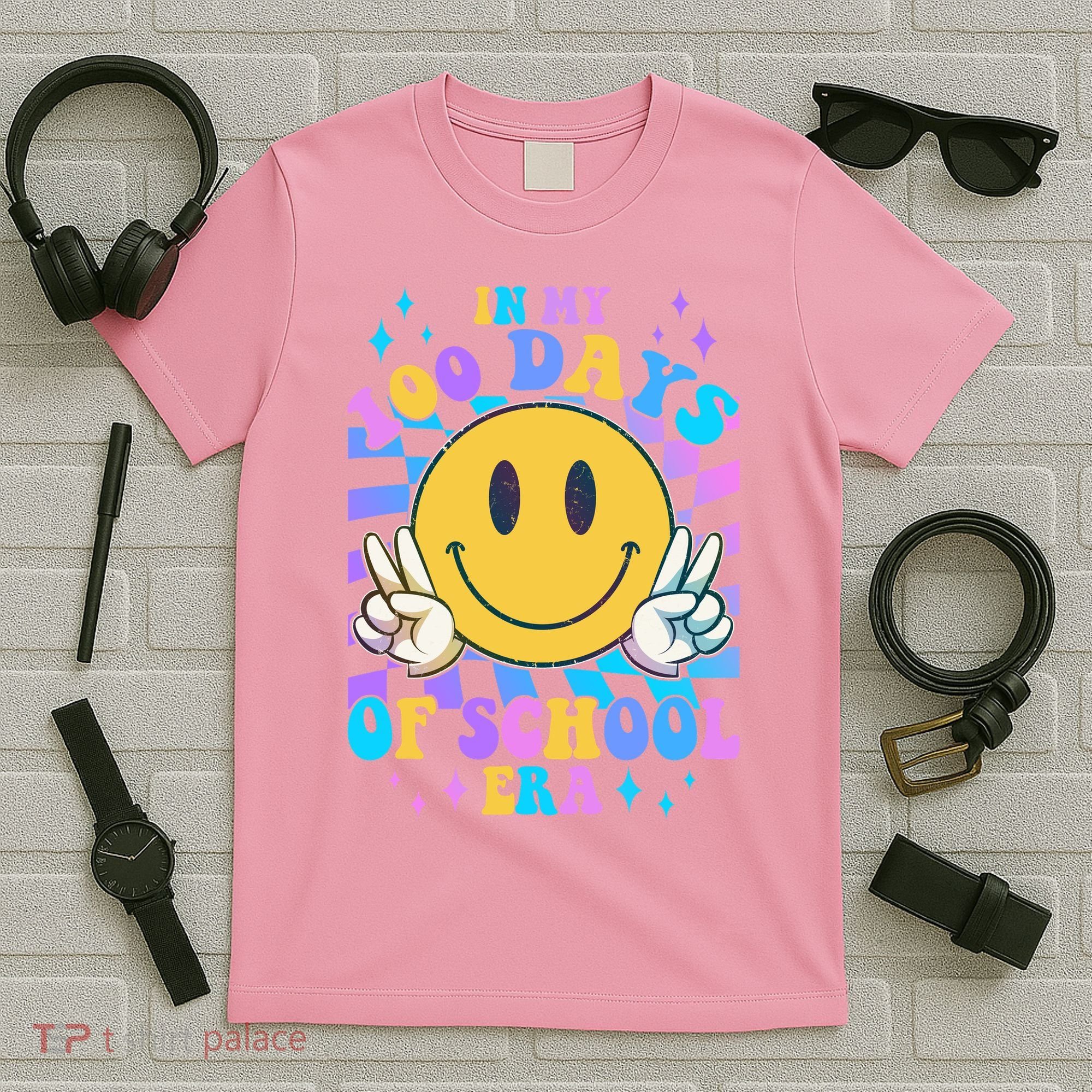 Cute Retro Emoji Smiley In My 100 Days Of School Era T-Shirt