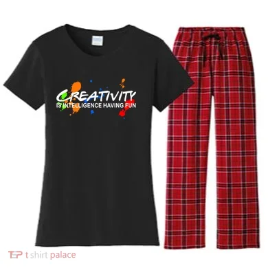 Creativity Is Intelligence Having Fun Women's Flannel Pajama Set