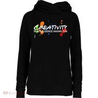 Creativity Is Intelligence Having Fun Womens Funnel Neck Pullover Hood thumb 0